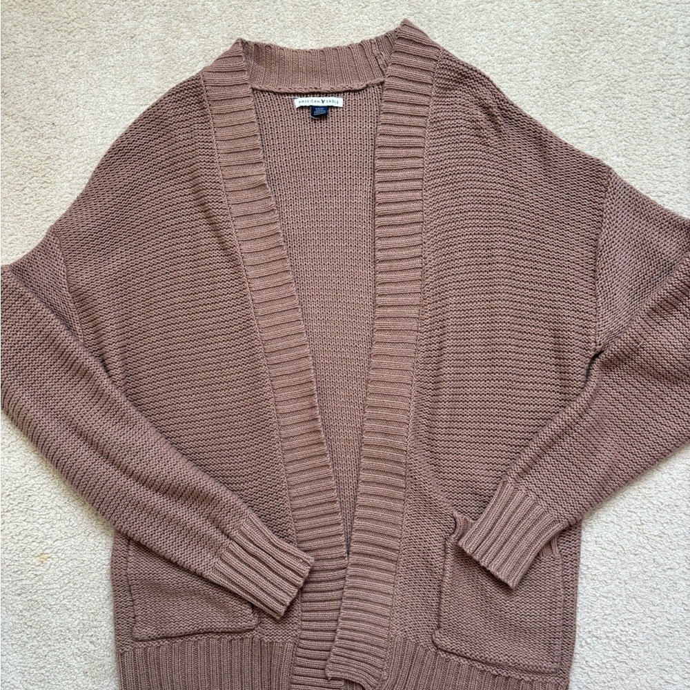 Brown Open Front Cardigan